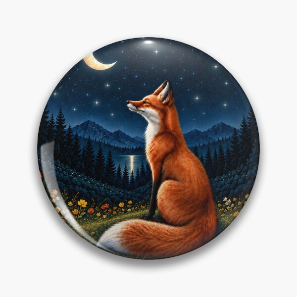 Item preview, Wild Red Fox Under the Moon in Enchanted Wildflower Forest designed and sold by DaisyHouse.