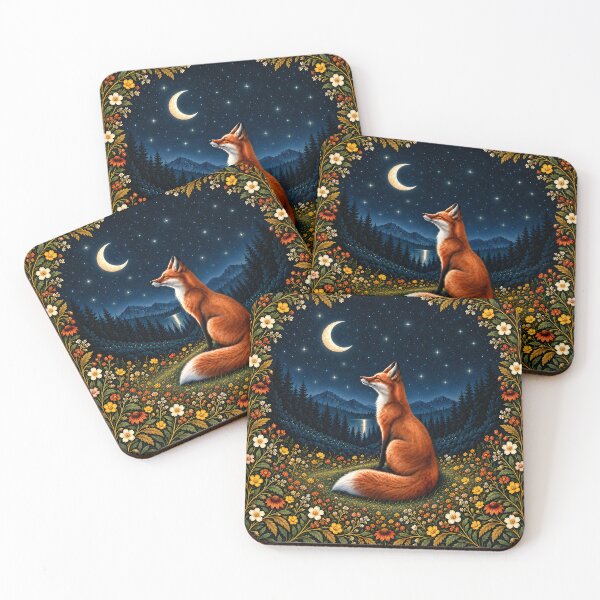 Item preview, Wild Red Fox Under the Moon in Enchanted Wildflower Forest designed and sold by DaisyHouse.
