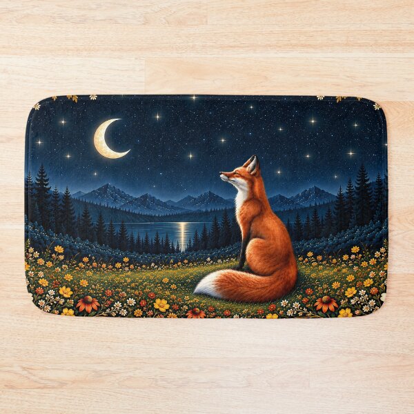 Item preview, Wild Red Fox Under the Moon in Enchanted Wildflower Forest designed and sold by DaisyHouse.