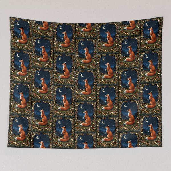 Item preview, Wild Red Fox Under the Moon in Enchanted Wildflower Forest designed and sold by DaisyHouse.