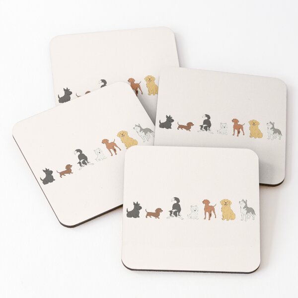 Item preview, Cute Dog Breeds Lineup Golden Retriever Husky Dachshund Art designed and sold by Cipher & Soul.