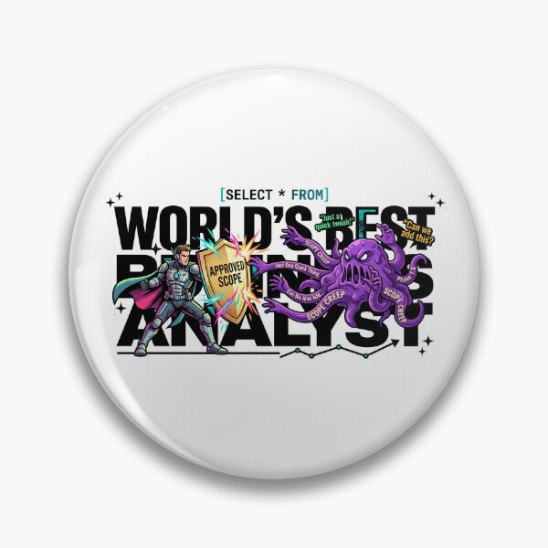 Item preview, Scope Creep Defender - World's Best Business Analyst Boss Fight Sticker designed and sold by CyberPunkSpace.