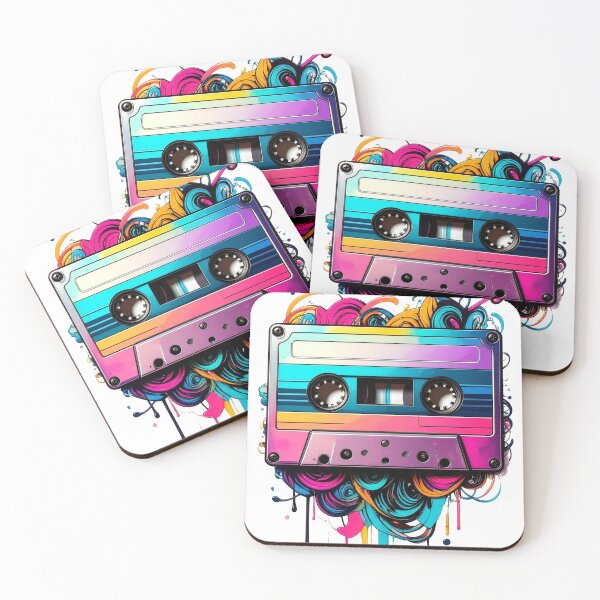 Item preview, Neon Mixtape Explosion | Retro 80s Cassette Art designed and sold by dj-illustration.