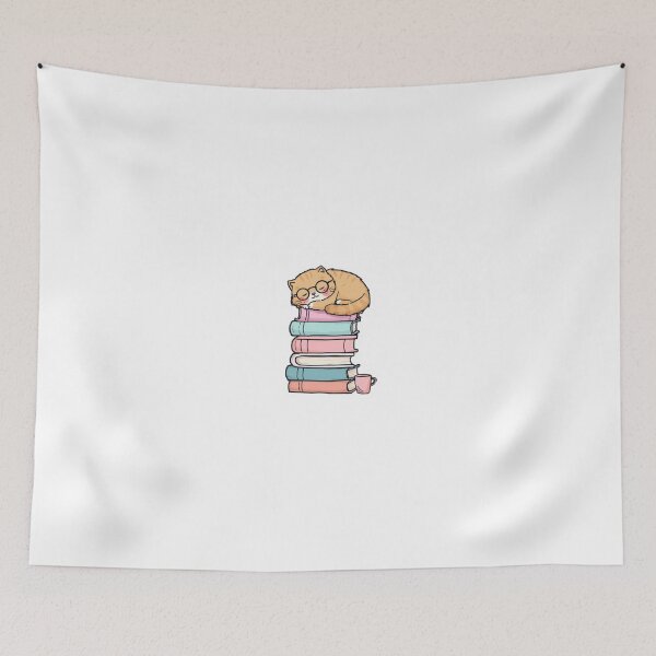 Item preview, Cute Sleeping Cat On Book Stack Cozy Reader Aesthetic Sticker designed and sold by NEL-BOX.