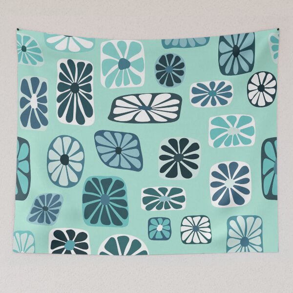 Item preview, 70s flowers Blue designed and sold by jehb.creative.