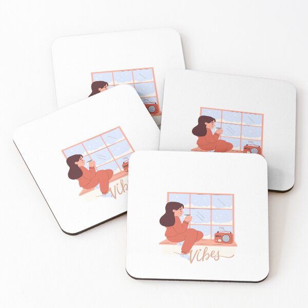 Item preview, Cozy Winter Vibes Girl Drinking Coffee Window Sticker designed and sold by Esraa-Arts.