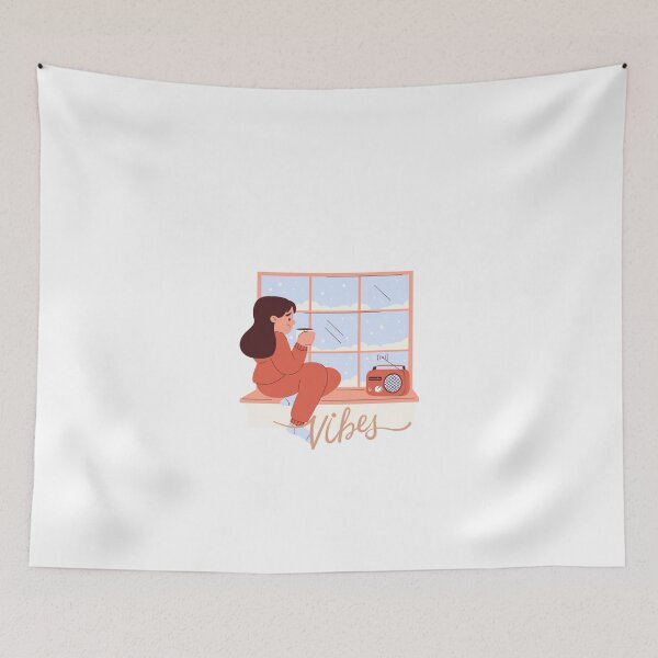 Item preview, Cozy Winter Vibes Girl Drinking Coffee Window Sticker designed and sold by Esraa-Arts.