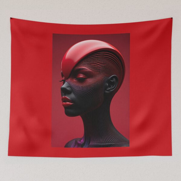 Item preview, Linear Texture Cyberpunk Woman Art Print designed and sold by  Color & Form.
