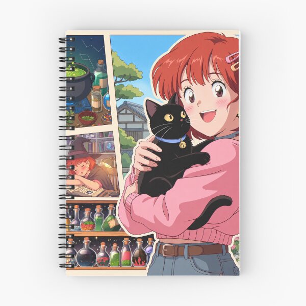 Item preview, Anime Witch Girl with Black Cat | Cute Magic Potion Illustration | Kawaii Fantasy Art designed and sold by GarnerSupplyCo.