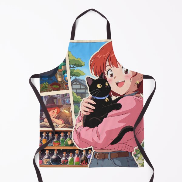 Item preview, Anime Witch Girl with Black Cat | Cute Magic Potion Illustration | Kawaii Fantasy Art designed and sold by GarnerSupplyCo.