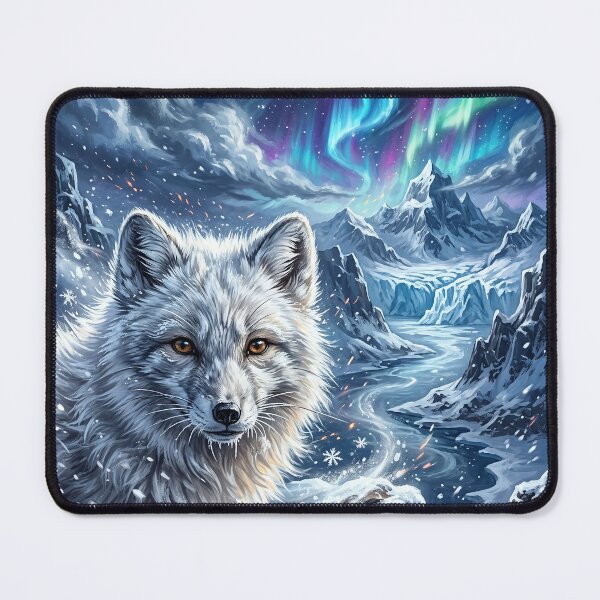 Item preview, Arctic Fox & Aurora Borealis | Snow Art designed and sold by Artsy Universe.