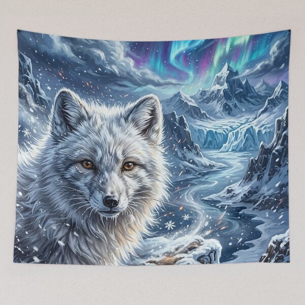 Item preview, Arctic Fox & Aurora Borealis | Snow Art designed and sold by Artsy Universe.