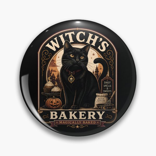 Item preview, Witch'S Bakery Black Cat Halloween Retro Poster designed and sold by RoyesButler.