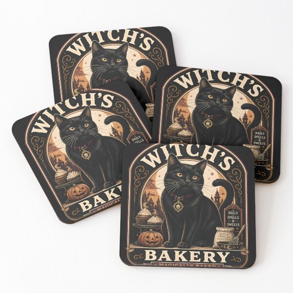 Item preview, Witch'S Bakery Black Cat Halloween Retro Poster designed and sold by RoyesButler.