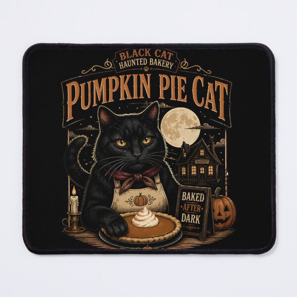 Item preview, Pumpkin Pie Cat Black Cat Halloween Retro Poster designed and sold by RoyesButler.