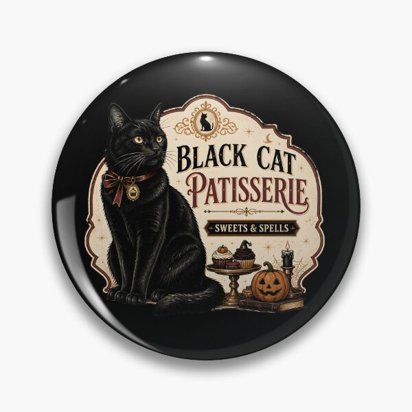 Item preview, Black Cat Patisserie Black Cat Halloween Retro Poster designed and sold by RoyesButler.