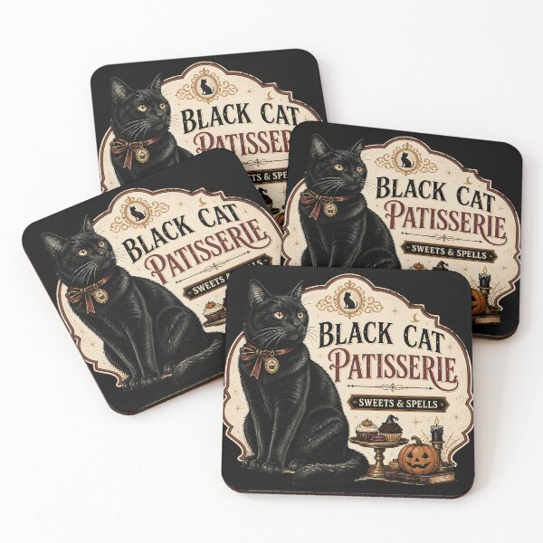 Item preview, Black Cat Patisserie Black Cat Halloween Retro Poster designed and sold by RoyesButler.