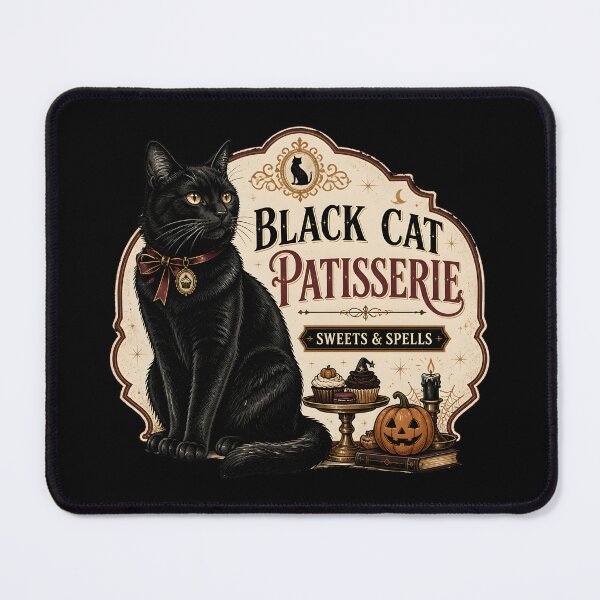 Item preview, Black Cat Patisserie Black Cat Halloween Retro Poster designed and sold by RoyesButler.