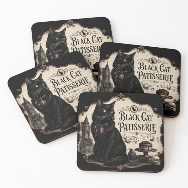 Item preview, Black Cat Patisserie Black Cat Halloween Gothic Storybook Art designed and sold by RoyesButler.