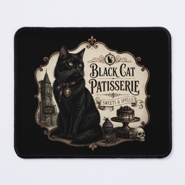 Item preview, Black Cat Patisserie Black Cat Halloween Gothic Storybook Art designed and sold by RoyesButler.