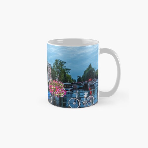 Bicycles and Flowers on a Bridge in Amsterdam Classic Mug