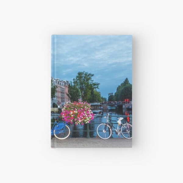 Bicycles and Flowers on a Bridge in Amsterdam Hardcover Journal