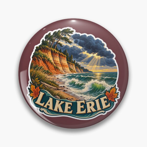 Item preview, Lake Erie Vintage Canadian Great Lakes Travel Print designed and sold by PinUpPizzazz.