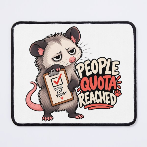 Item preview, People Quota Reached – Funny Tired Opossum Introvert Sticker designed and sold by biomood.