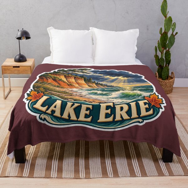 Item preview, Lake Erie Vintage Canadian Great Lakes Travel Print designed and sold by PinUpPizzazz.