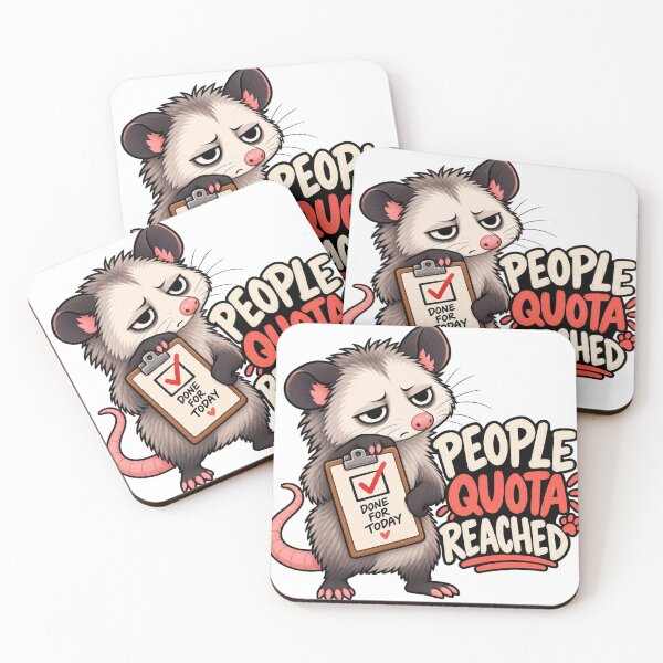Item preview, People Quota Reached – Funny Tired Opossum Introvert Sticker designed and sold by biomood.