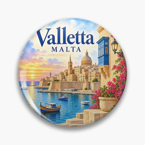 Artikelvorschau, Valletta, Malta, Mittelmeer, Aquarell-Reisekunst entworfen und verkauft von GusiaTreasures.
