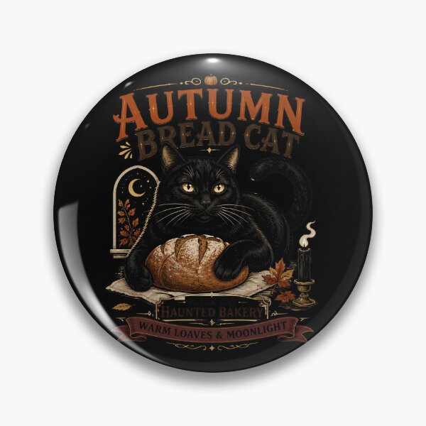 Item preview, Autumn Bread Cat Black Cat Halloween Retro Poster designed and sold by RoyesButler.