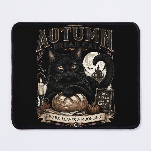 Item preview, Autumn Bread Cat Black Cat Halloween Gothic Storybook Art designed and sold by RoyesButler.