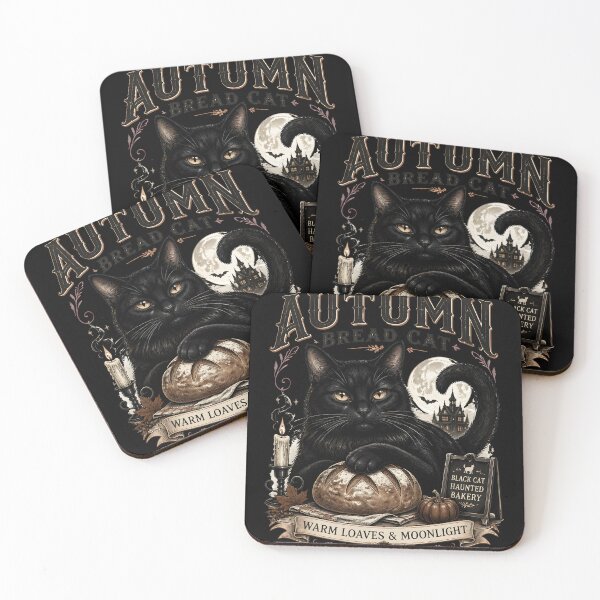 Item preview, Autumn Bread Cat Black Cat Halloween Gothic Storybook Art designed and sold by RoyesButler.