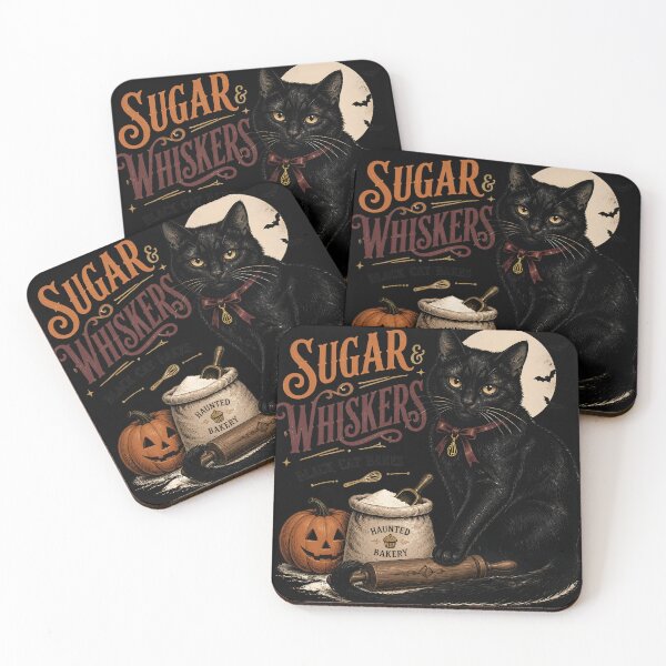 Item preview, Sugar & Whiskers Black Cat Halloween Retro Poster designed and sold by RoyesButler.