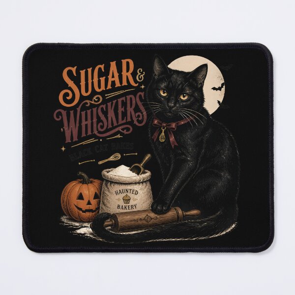 Item preview, Sugar & Whiskers Black Cat Halloween Retro Poster designed and sold by RoyesButler.