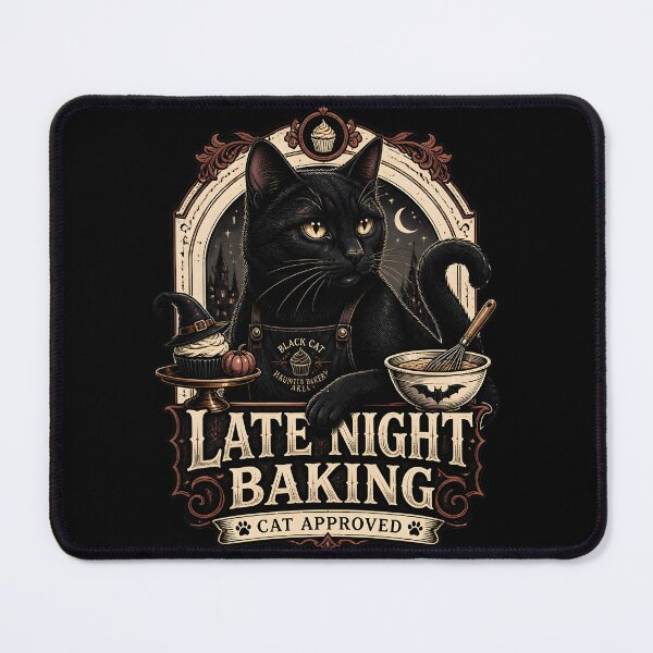 Item preview, Late Night Baking Black Cat Halloween Gothic Storybook Art designed and sold by RoyesButler.