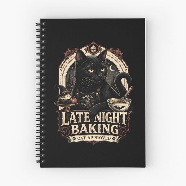 Item preview, Late Night Baking Black Cat Halloween Gothic Storybook Art designed and sold by RoyesButler.