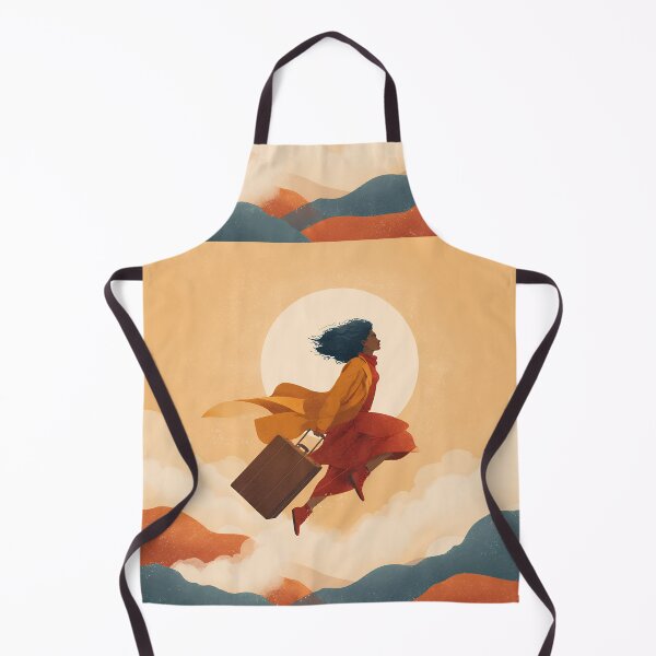 Item preview, Magical Travel Adventure: Woman Flying with Suitcase | Surreal Wanderlust Illustration designed and sold by Elite Wall Art.