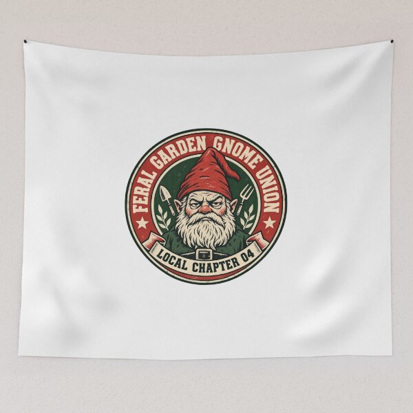 Item preview, Feral Garden Gnome Union Parody Logo Tee designed and sold by Inkworksbyshery.