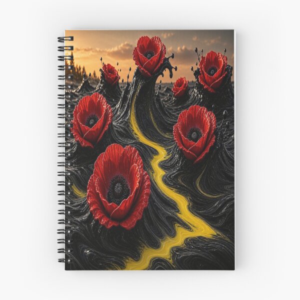 Item preview, Surreal Red Poppies on Liquid Black and Gold Waves designed and sold by Breezes-of-Ida.