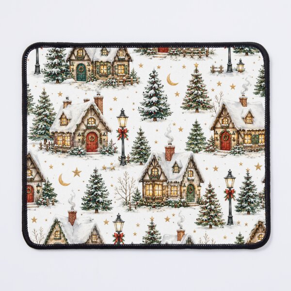 Item preview, Cozy Christmas Village Snowy Cottage Pattern designed and sold by DreamPixelPrint.