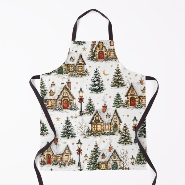Item preview, Cozy Christmas Village Snowy Cottage Pattern designed and sold by DreamPixelPrint.