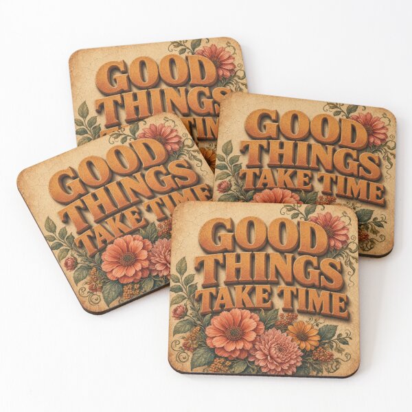 Item preview, Good Things Take Time Vintage Retro Floral Design designed and sold by HappyOops.