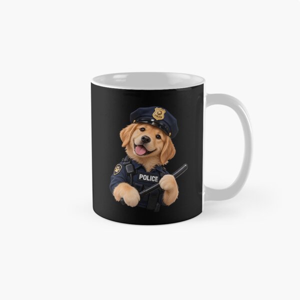Artikelvorschau, Fröhlicher Golden Retriever-Polizist mit Polizeischlagstock – POLIZEIHUND entworfen und verkauft von Lozarux.