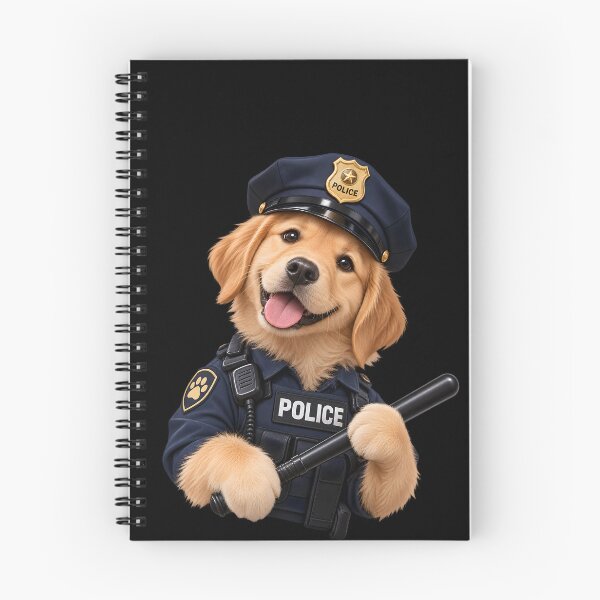Item preview, Happy Golden Retriever Cop Holding a Police Baton- POLICE DOG designed and sold by Lozarux.