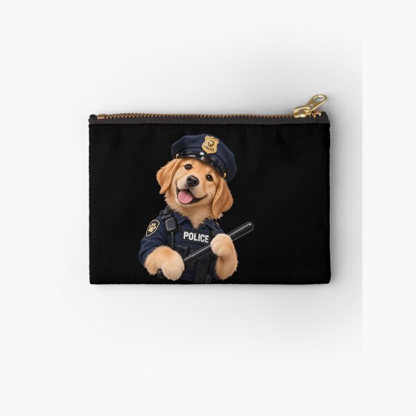 Item preview, Happy Golden Retriever Cop Holding a Police Baton- POLICE DOG designed and sold by Lozarux.