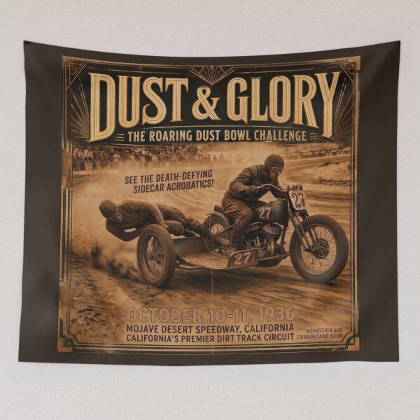 Item preview, Dust & Glory Vintage Sidecar Racing Poster 1936 designed and sold by thirtyonestars.