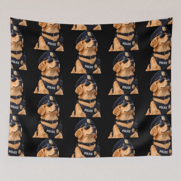 Item preview, Proud Golden Retriever Police Officer Portrait - POLICE DOG designed and sold by Lozarux.
