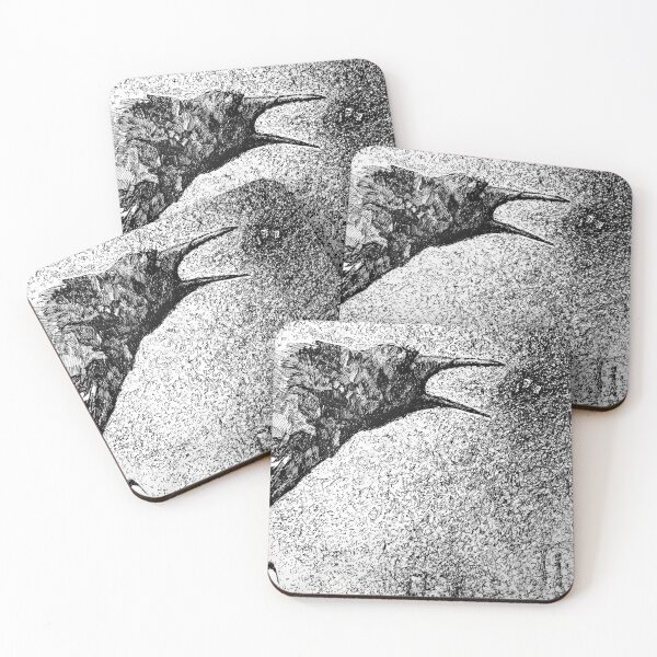 Item preview, The Raven speaks, black and white illustration designed and sold by lydiaknoxart.